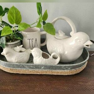 Bird-Shaped White Tea Set